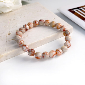 Bracelet en pierres naturelles, Jaspe Picasso, 6-8mm, motif réseau rouge, unisexe, anniversaire, vente en gros - Product Image 4
