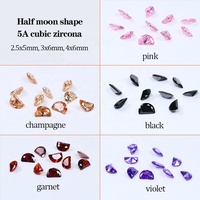 Pierres CZ en forme de demi-lune 5A, zircone cubique blanc rose grenat 2,5x5mm 3x6mm 4x6mm, zircone cubique en forme de demi-lune pour bijoux