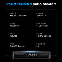 X88 PRO X5M Amlogic S905X5M Android 14 AI TV Box 2.4G 5G Dual Wifi TVBOX 4k Smart Android Box Set-Top Box en Stock