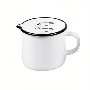 Milk Pot With Scale And Spout 1 L White Enamelled <b>Measuring</b> Cup - Product Image 2