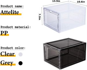 Stapelbare Plastic Doos Doorzichtige Deur Opbergdoos <span class=keywords><strong>Display</strong></span> Sneakers Passen Bij Ons Maat 13 Zwarte Schoenendoos Aan De Voorkant - Product Image 2