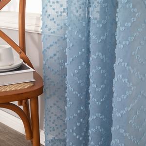 Rideaux de fenêtre isolants ignifuges géométriques modernes en voile à pompons pour <span class=keywords><strong>chambre</strong></span> d'enfants et salon, toutes saisons - Product Image 2