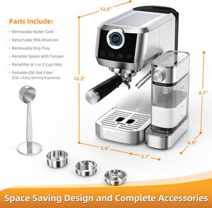 Cafetera Profesional Automática 4 en 1 de 19 Bares para el Hogar, Cafetera Comercial para Cappuccino/Espresso con Molinillo - Product Image 6