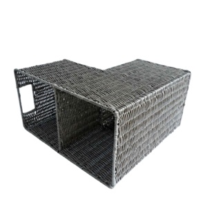 XH Màu Xám Nhà Máy Bán Buôn Handmade Dệt Mây Nhựa Liễu Liễu Cầu Thang Bước Lưu Trữ Giỏ Với Xử Lý - Product Image 5