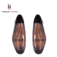 Chaussures de mariage originales en cuir véritable noir de haute qualité, confortables, à enfiler, style mocassin formel, faites à la main, avec logo personnalisé