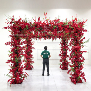 GNW 2024 archi matrimoni possono essere travolgenti arco artificiale in seta rosa fiore decorato ad arco quadrato per fase di decorazione di nozze - Product Image 3