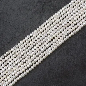 Pearls Cultured Strands 4-5mm A Cultured White Natural Potato Shape Loose Beads Freshwater Pearl Strand For Jewelry Making