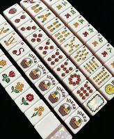 Jeu de Mahjong Américain de Luxe Peint à la Main, Thème Fraise, 166 Tuiles en Acrylique Écologique, Emballage Boîte Carton, 4 Joueurs