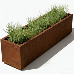 Jardinière en acier Corten résistant aux intempéries, finition rouille, pot de fleurs en métal durable pour aménagement paysager extérieur - Product Image 5