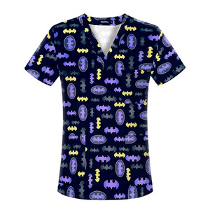 Uniformes Médicos Unisex <span class=keywords><strong>de</strong></span> Verano, Uniforme Tejido con Estampado <span class=keywords><strong>de</strong></span> Dibujos Animados, Manga Corta, Cuello en V, Salón <span class=keywords><strong>de</strong></span> Belleza, Enfermería - Product Image 5