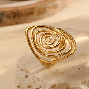 Nischen-Spiralringe für Damen und Herren, Verstellbar, Edelstahl, Minimalistisch, Geometrisch, Vintage-Stil Accessoires ALN2601001829 - Product Image 2