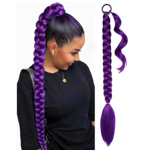 Extensiones de Cabello Trenzadas de Seda Moradas con Anillo para Cola de Caballo, Estilo Miss 7827613242331b6h27 - Product Image 1