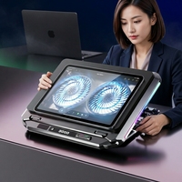 Support de refroidissement pour ordinateur portable RGB D16 à double ventilateur, radiateur puissant pour le gaming et le bureau