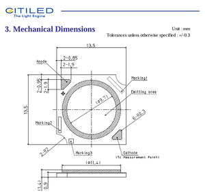 ชิป LED COB Citizen CLU02Q-1202E1-302M2X2 แสงวอร์มไวท์ 3000K 80CRI กำลังไฟ 6 วัตต์ ความสว่าง 720 ลูเมน ขนาด 13.5x13.5 มม. ความน่าเชื่อถือสูง - Product Image 6
