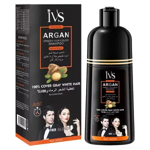 IVS Color negro oscurecimiento marrón personalizado permanente a base de hierbas aceite de argán Speedy tinte para el cabello champú para cubierta blanca gris