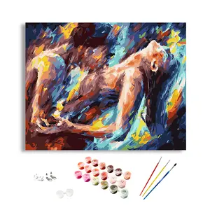 Peinture abstraite personnalisée pour amoureux de la figure peintures de portrait de couples hommes et femmes peinture à l'huile nue par numéros pour adultes