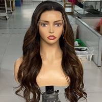 Perruque en dentelle HD à cuticules alignées, cheveux humains de luxe, couleur brun cendré ondulé, pour femmes blanches – Meilleures ventes