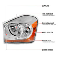 Auto Lamp Factory Style für 2004-2006 Dodge Durango Scheinwerfer (Chrom gehäuse/durchsichtige Linse)