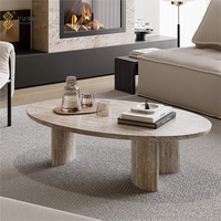 Table basse ronde en travertin de forme lunaire, style moderne et luxueux, pour salon, meubles de maison, YUSHI
