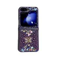 Luxe Bling Strass Téléphone étui pour samsung Z Flip 3 4 5 6 7 Housse De Protection Glitter Sparkle Diamant Perle Papillon Conception