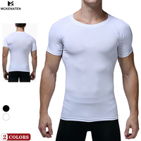 T-shirt de sport pour homme en Spandex/Polyester respirant, séchage rapide, coupe ajustée, manches courtes, idéal pour la course estivale