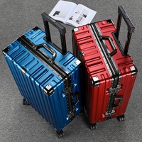 Nouvelle valise en aluminium pour femmes et hommes, roulettes silencieuses, roues universelles, matériau ABS+PC, valise à roulettes durable, grande capacité, voyage