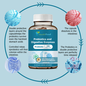 Capsules de prébiotiques et d'enzymes digestives en gros avec complexe d'enzymes digestives pour soutenir la flore intestinale - Product Image 6