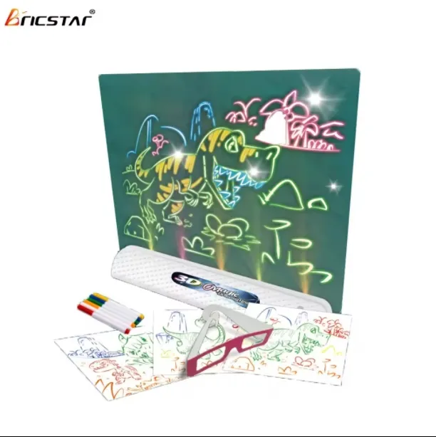 Bricstar Educational learning Fluorescent plate pen Children's Painting Toy DIY 3D Art magic drawing board