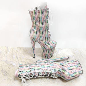 Nuove Scarpe da Pole Dance a Righe da 20cm, Tacchi Sexy da 8 Pollici con Lacci, Stivali alla Caviglia con Plateau per Modelli di Moda - Product Image 2