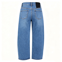 Celana Jeans Ibu Hamil Model Side Panel, Longgar, Bahan Denim Stretch, Kasual, Nyaman Dipakai Sehari-hari