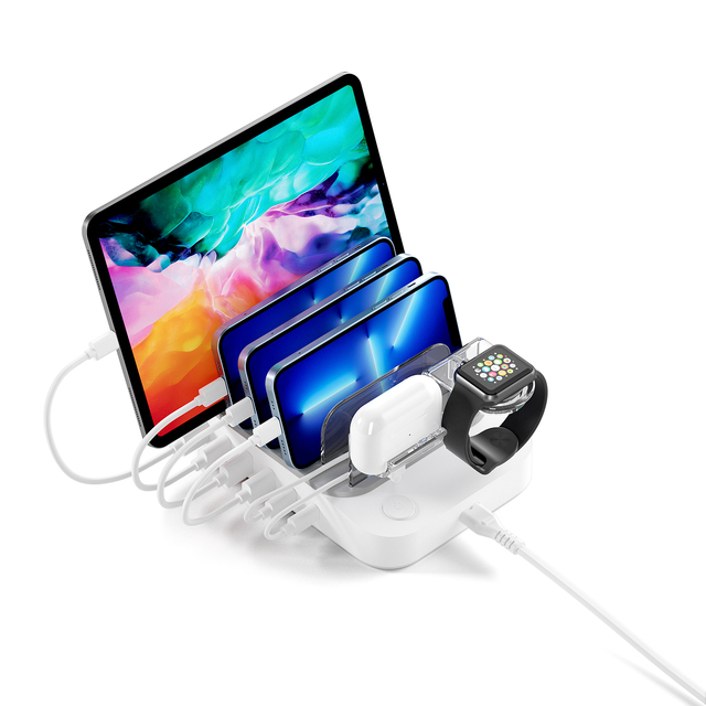 Multiple Device Multi Ports Charger Stations Smart Mobile Phone Portable Desktop Universal 6 Ports USB Type C Charging Station