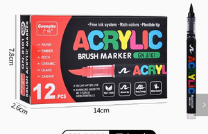 Stylos marqueurs acryliques à pointes souples remplis de liquide, conception sans pression, idéaux pour les étudiants, pour le dessin et le graffiti, marqueurs imperméables - Product Image 2