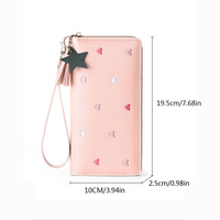 Dompet Panjang Wanita Baru Pola Hati Dompet Clutch Kapasitas Besar Tempat Kartu Kulit Pelajar