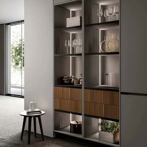 Ensemble de meubles de cuisine modernes de luxe personnalisés avec porte en verre, plan de travail en marbre, charnières et paniers de rangement - Product Image 1