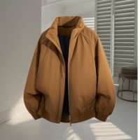 Nouvelle veste rétro pour homme, style streetwear, col montant, hiver, décontractée, polyvalente, coupe-vent, chaude, pour l'extérieur