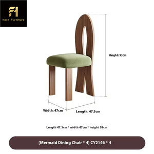 Sedia <span class=keywords><strong>da</strong></span> <span class=keywords><strong>Pranzo</strong></span> in Legno Verde Stile Retrò Francese, Design Nordico Minimalista con Schienale Alto, Personalizzabile - Product Image 6