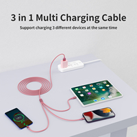 Câble de charge rapide 3 en 1 Cordon Micro USB Type C Câble de charge Multi Port Multiple Usb Ligne de charge