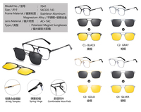 Lunettes de soleil à la mode 3 en 1 montures de lunettes magnétiques lunettes de vision nocturne interchangeables lunettes de soleil à pince polarisées en métal