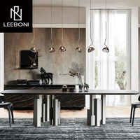 Plateau en pierre frittée personnalisé OEM + table de salle à manger moderne de luxe en acier inoxydable