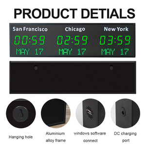 CHEETIE Bộ Chuyển Đổi Giờ Và Ngày Thế Giới CP35 Đồng Hồ Treo Tường Đồng Hồ Nhiều Múi Giờ Kỹ Thuật Số Led - Product Image 2