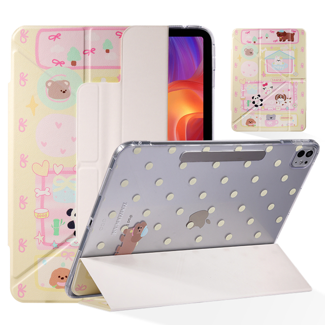 New Design Yellow Cartoon Dachshund DesignTablet Case with Side-mounted Magnetic Attachment Compatible Apple iPad 2024