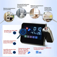 Reloj despertador electrónico con pantalla LCD a Color multifuncional, reloj Meteorológico de proyección con pantalla a Color, calendario, reloj giratorio