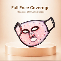Masque facial et cervical en silicone LED professionnel personnalisé à 7 couleurs, thérapie par lumière rouge, bleue et infrarouge 850 nm, masque en silicone de qualité alimentaire