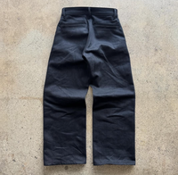 16OZ noir rouge lisière Denim hommes coupe droite HR bouton-mouche point chaîne point ourlet Vintage brut Denim jambe large Sihouete