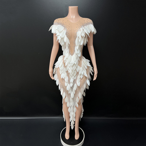 Novance Y5514 Abiti <span class=keywords><strong>da</strong></span> <span class=keywords><strong>Sera</strong></span> Lunghi Eleganti con Paillettes, Vestiti Sexy Bianchi <span class=keywords><strong>da</strong></span> Donna per Feste in Discoteca - Product Image 1