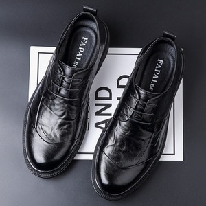 Chaussures d'affaires pour hommes en cuir de vachette pleine fleur de qualité supérieure, toutes saisons, respirantes, à lacets, semelle intermédiaire en caoutchouc - Product Image 1