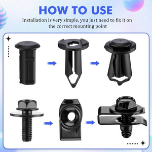 Universal Plastic <b>Clips</b> For Engine Inner Cover Splash Guard Plate Bolts Bumper Car Repair 45PCS Black - Product Image 2