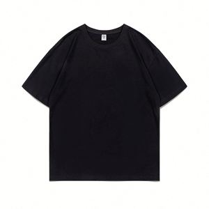 Design Custom logo Pure Cotton T-shirt High Quality Solid Color Big O Collar Casual Style LOGO Custom Design - Product Image 2