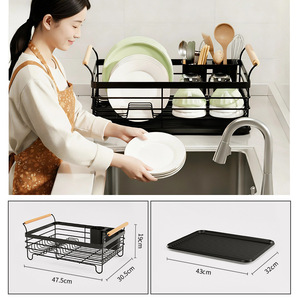 Égouttoir à bols et baguettes multifonctionnel en métal, design moderne et simple, pour rangement de bols et assiettes, organisateur de comptoir et d'évier - Product Image 1