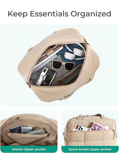 Wholesale Factory Custom Waterproof Soft Nylon Fluffy Quilted Gym Handbag Outdoor Puffer Travel Tote <b>Bag</b> with Shoe <b>Compartment</b> - Product Image 3